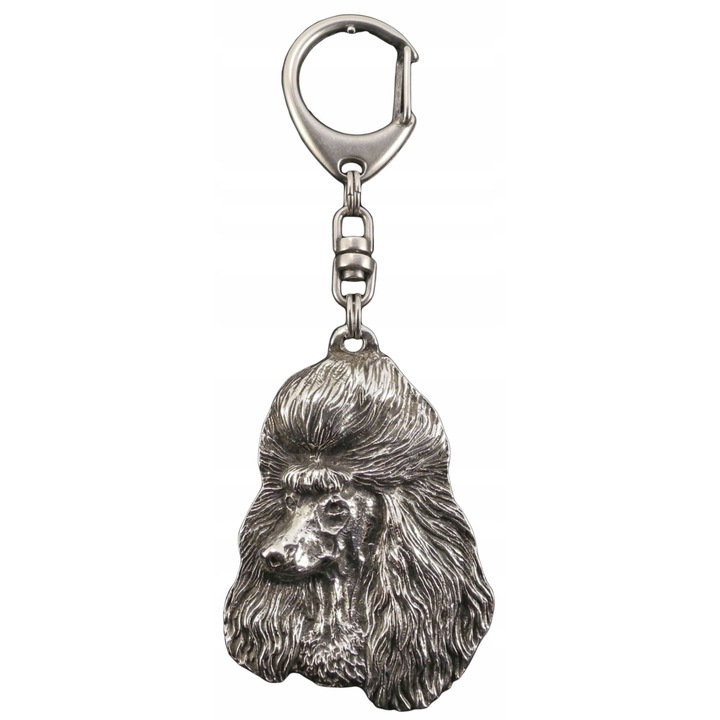 Kölyökkutyás kulcstartó, fém, ezüstözött, ezüst
