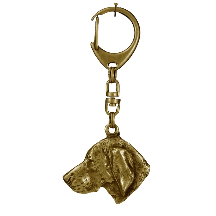 Kulcstartó, Art-Dog, Ötvözet/aranyozott, Kutyafej alakú, 5 x 5 cm, Arany