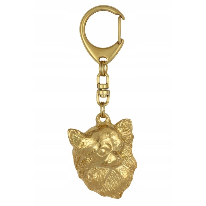 Aranyozott kulcstartó, Art-Dog, Kutyafejforma, Cink, Arany