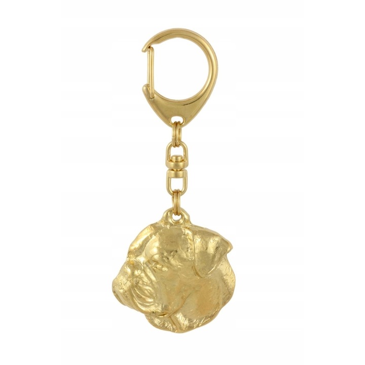 Kulcstartó, Art-Dog, ötvözet/aranyozott, kutyafej alakú, 4,4 x 4,3 cm, arany