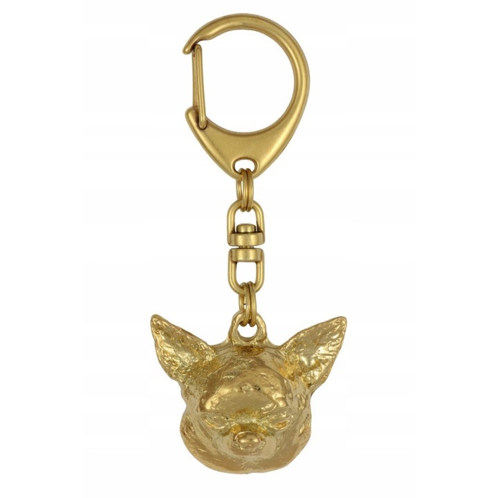 Ключодържател, Art-Dog, сплав/златно покритие, форма на кучешка глава, 3,5 x 4 см, злато
