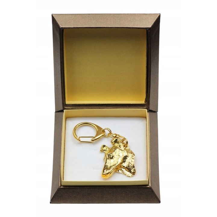 Aranyozott kulcstartó, Art-Dog, Ötvözet, Kutyafejforma, Arany