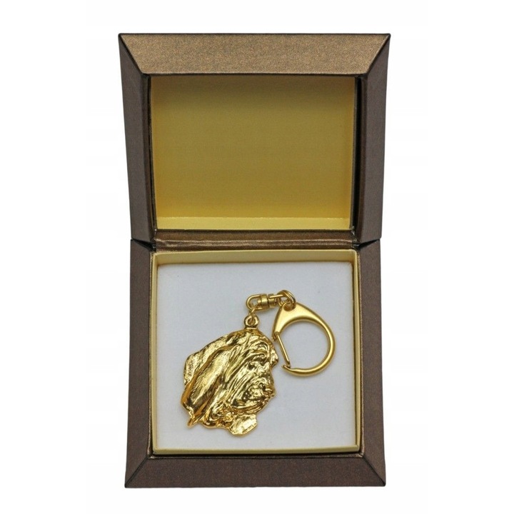 Aranyozott kulcstartó, Art-Dog, Basset hound fejforma, Arany