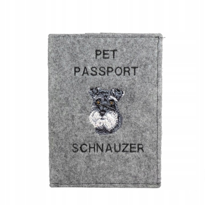 Husa pasaport caini, Art-Dog, Pasla, Model brodat Schnauzer, Multicolor