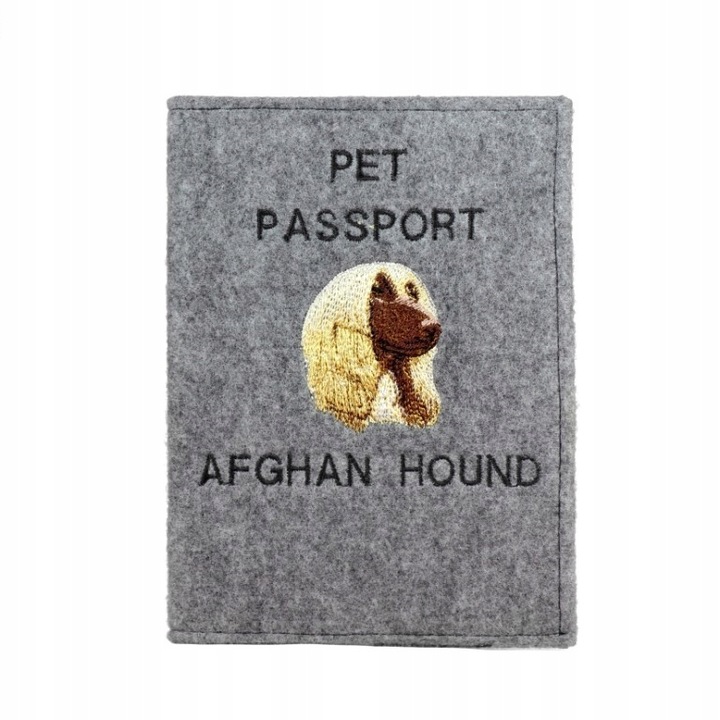 Husa pasaport caini, Art-Dog, Pasla, Model brodat Afghan Hound, Multicolor