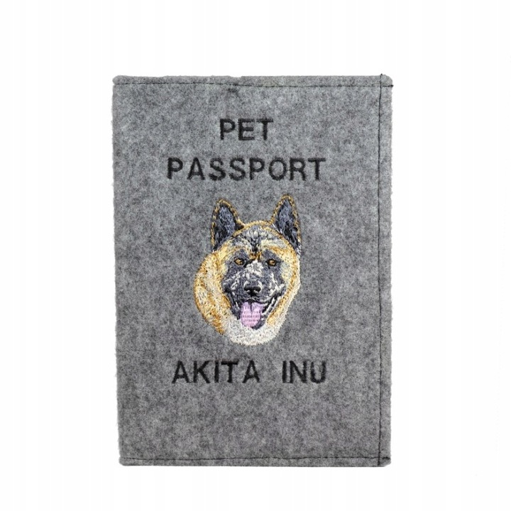 Husa pasaport caini, Art-Dog, Pasla, Model brodat Akita Inu, Multicolor