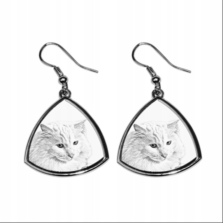 Fülbevaló török angóra macska mintával, Art-Dog, fém, ezüst