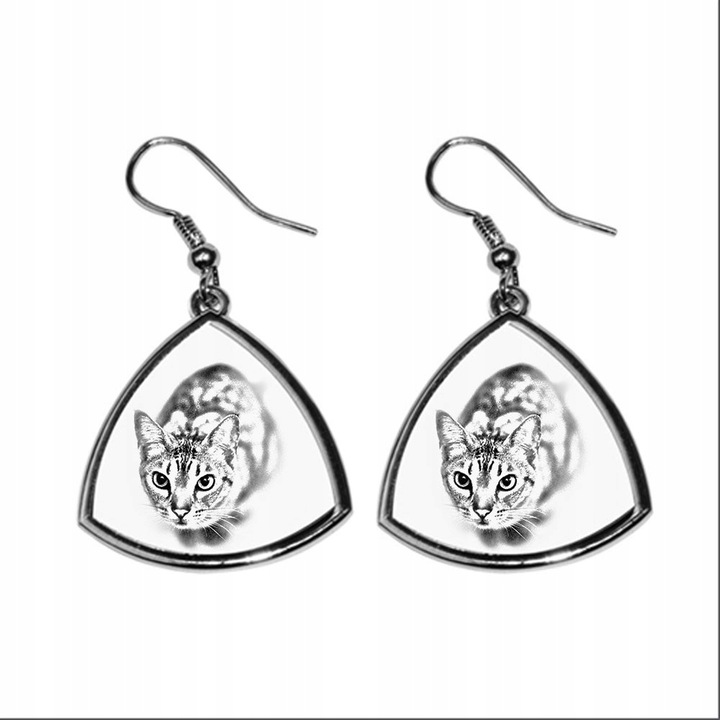 Fülbevaló Ocicat Cat mintával, Art-Dog, fém, ezüst