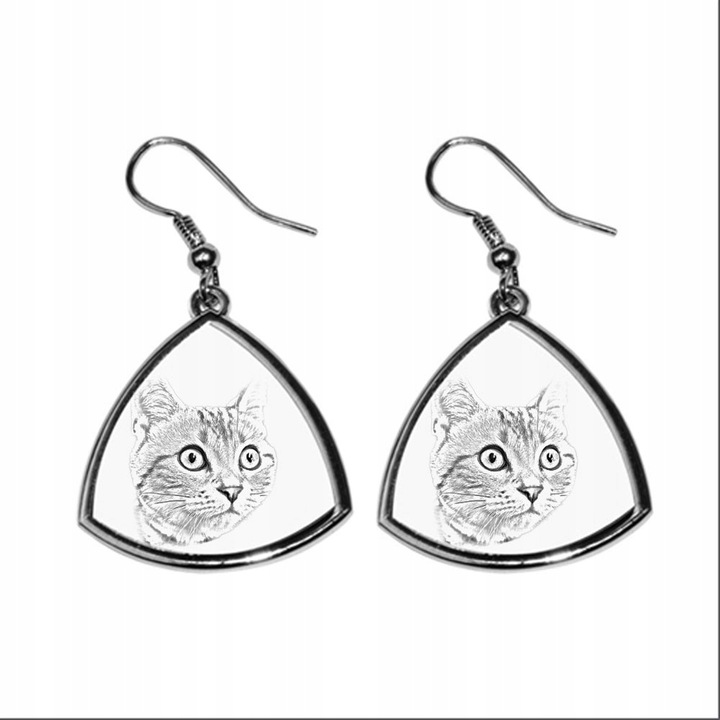 Fülbevaló amerikai rövidszőrű macskamintával, Art-Dog, fém, ezüst