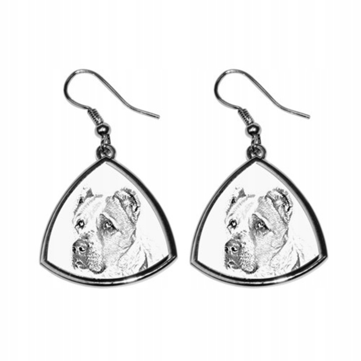 Fülbevaló közép-ázsiai juhászkutya mintával, Art-Dog, fém, ezüst