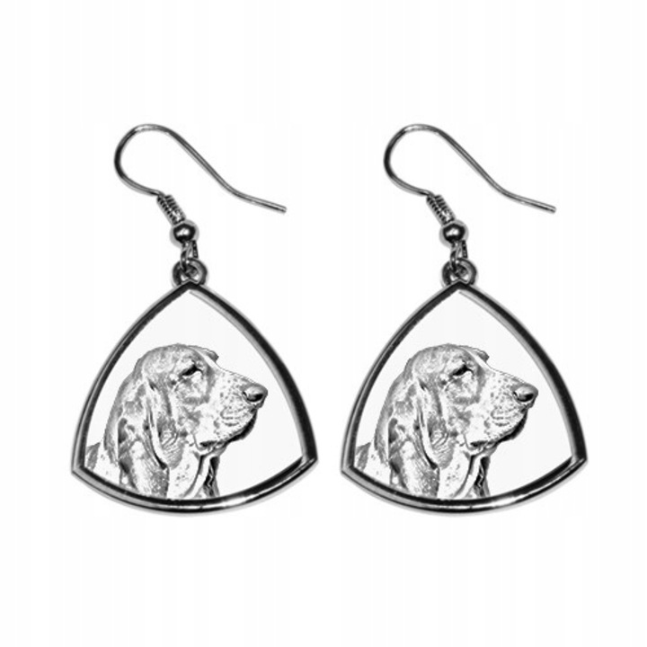 Cercei cu imprimeu tip Basset, Art-Dog, Metal, Argintiu