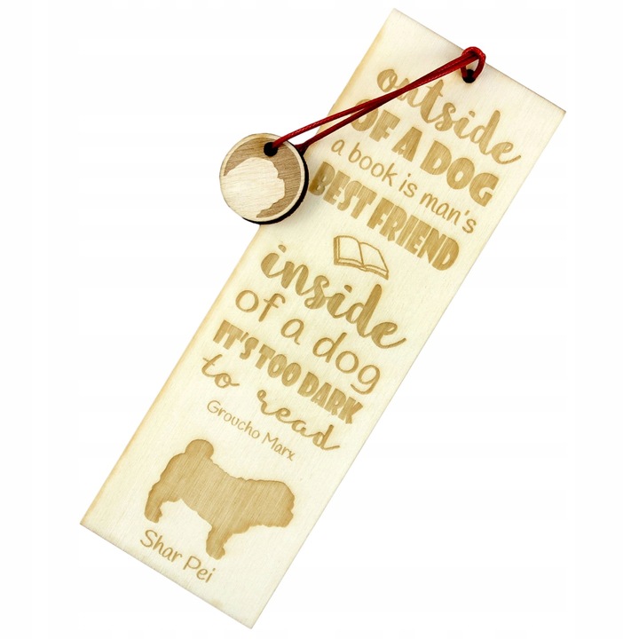 Semn de carte Shar Pei, Art-Dog, Lemn, Bej
