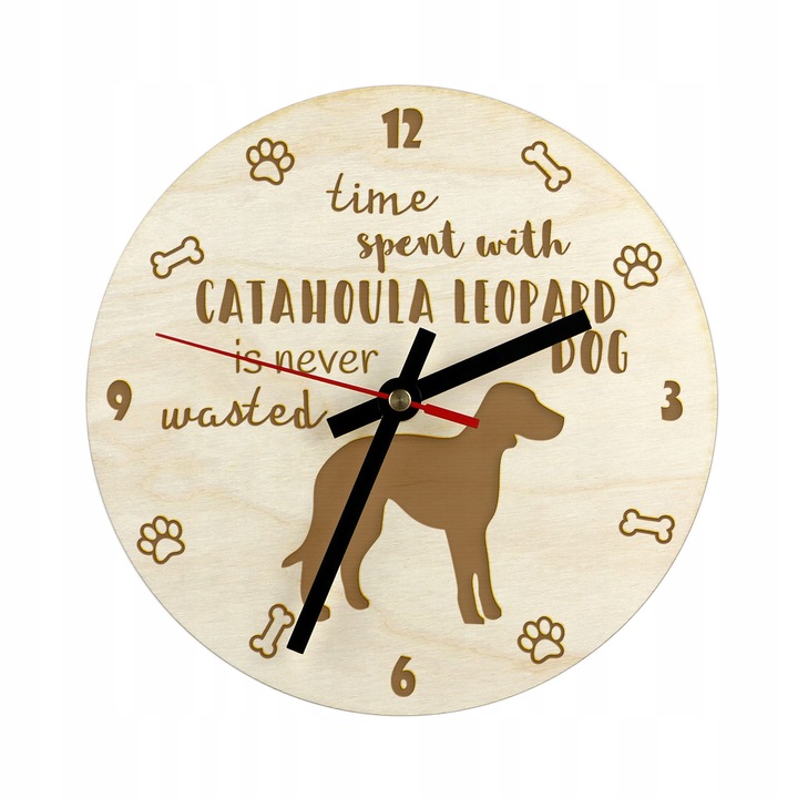 Ceas decorativ de perete Art-Dog, Catahoula Leopard, 20 cm, Bej
