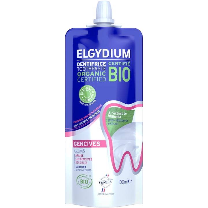 Паста за зъби Elgydium за чувствителни венци, Organic Bio, 100 мл