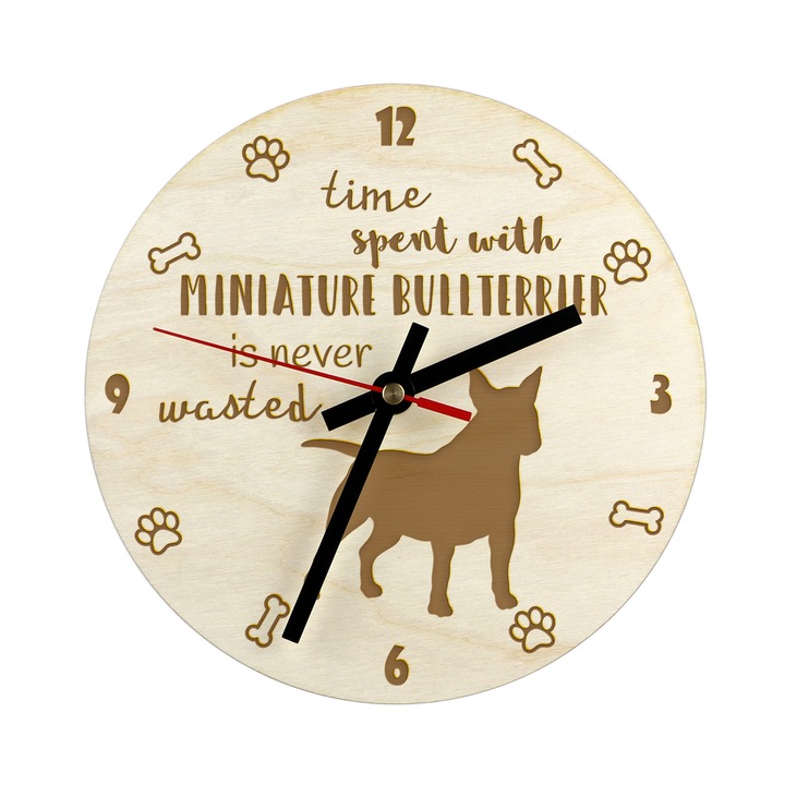 Ceas - Miniature Bullterrier, Art-Dog, 20 cm, Bej