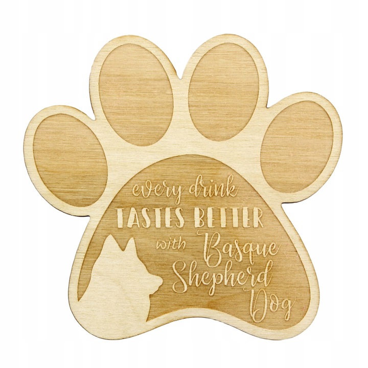 Suport pahare/cani Art Dog, Basque Sheepdog, Bej, 4 buc