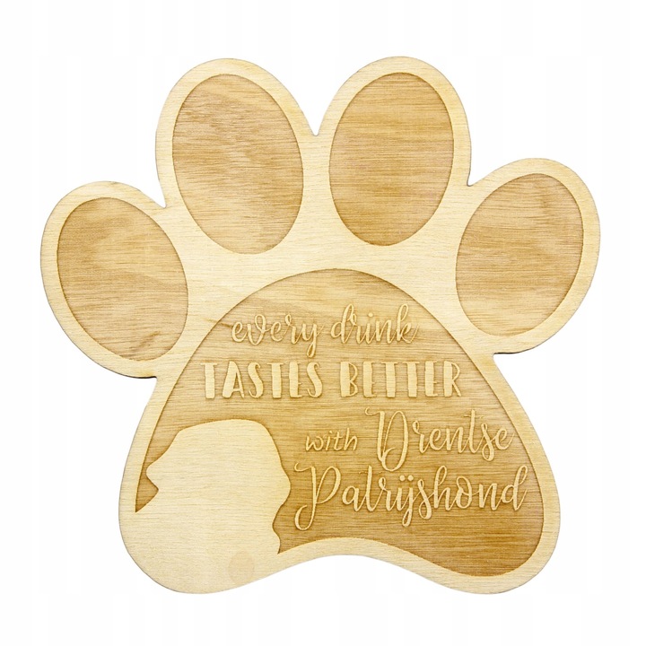 Set suporturi bauturi Art-Dog, 4 bucati, grawer personalizat, 9,5x10cm, Drentse Patrijshond