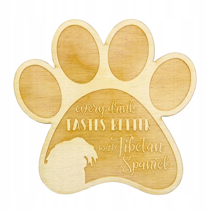 Suport pahar - Tibetan Spaniel, Art-Dog, Bej