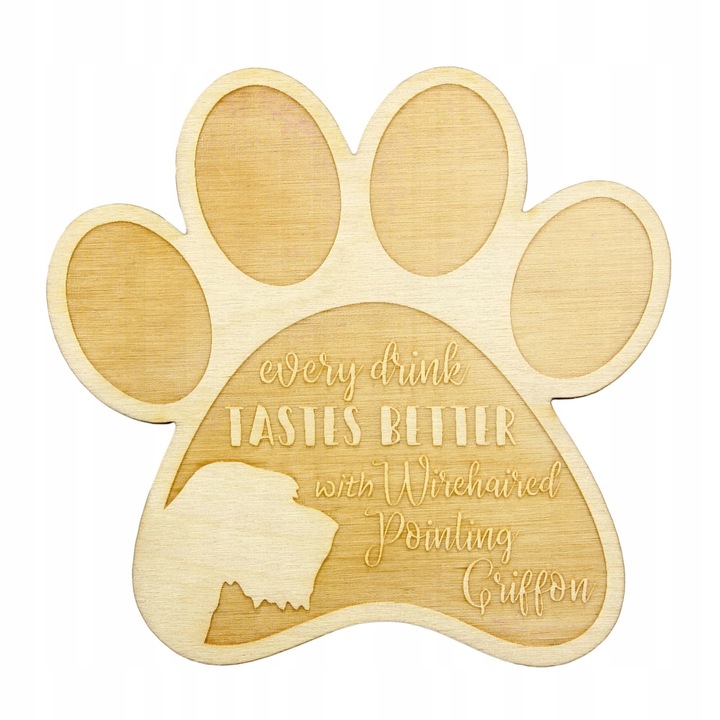 Suport pahar/cana - Wirehaired Pointing Griffon, Art Dog, Bej