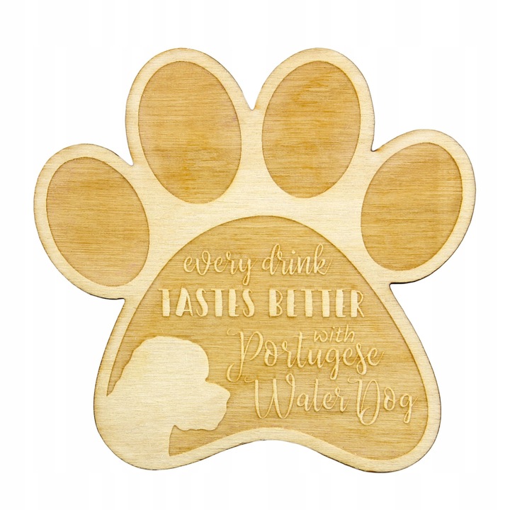 Suport pahar - Portugese Water Dog, Art Dog, Bej