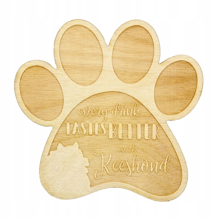 Suport pahar/cana - Keeshond, Art Dog, Bej