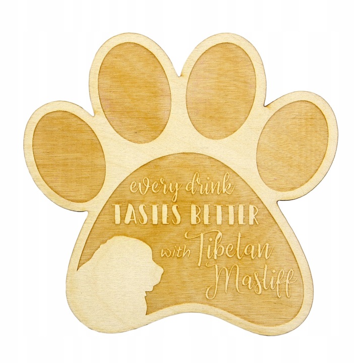 Suport pahar/cana - Tibetan Mastiff, Art Dog, Bej