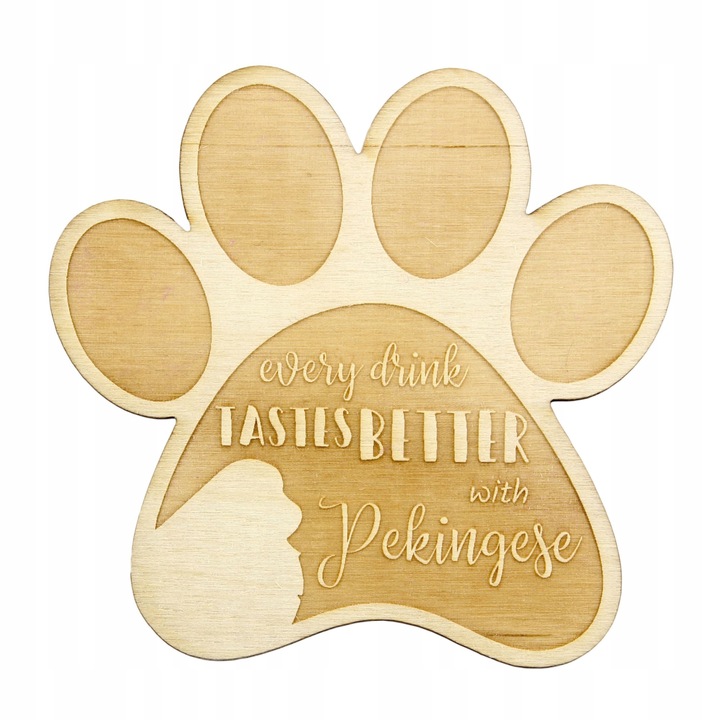 Suport pahar/cana - Pekingese, Art Dog, Bej