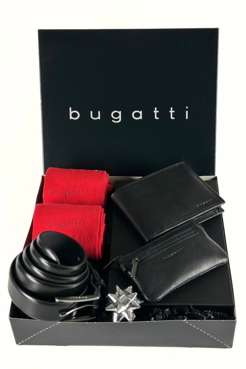 Мъжки подаръчен комплект, Bugatti, 4113393, портфейл, колан, чорапи