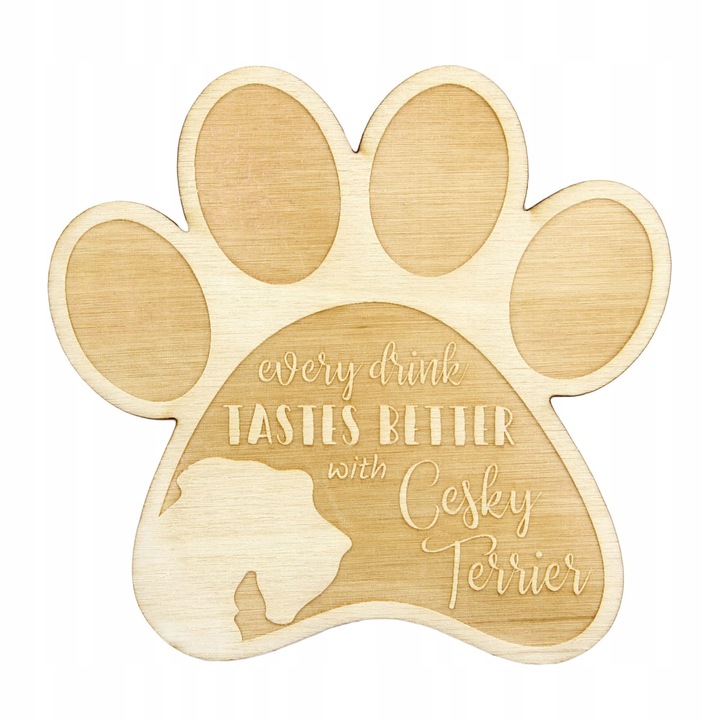 Suport pahar/cana - Cesky Terrier, Art Dog, Bej