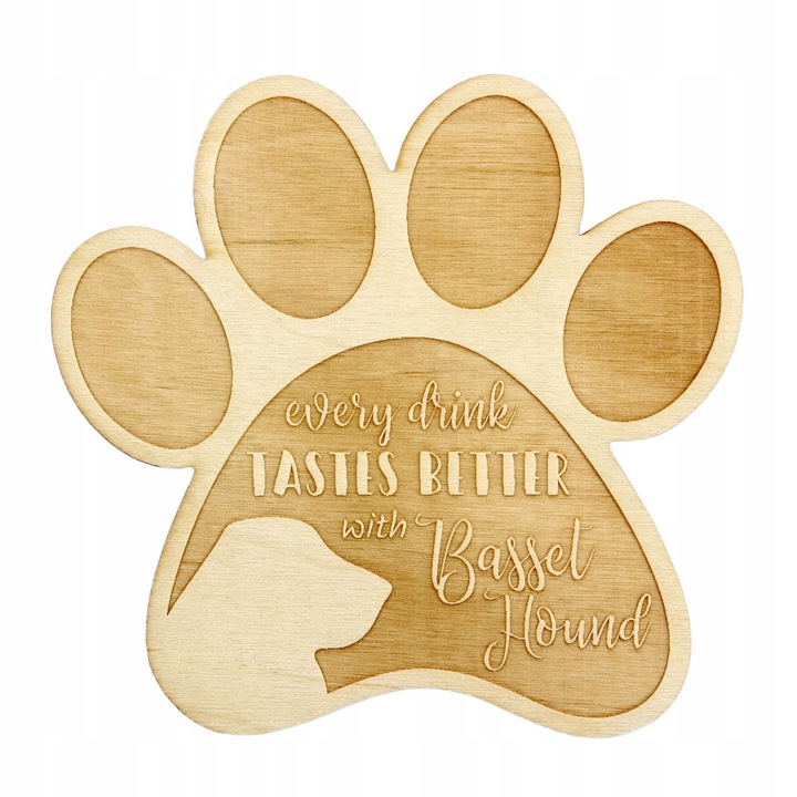 Suport pahar/cana - Basset Hound, Art Dog, Bej
