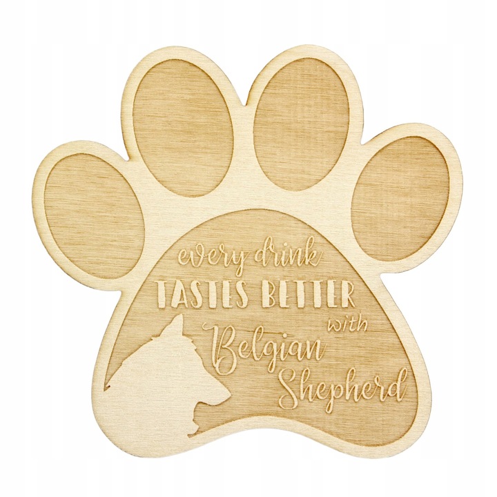 Suport pahar/cana - Belgian Shepherd, Art Dog, Bej