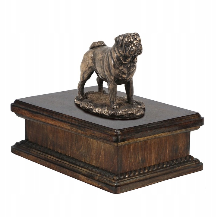 Urna pentru cenusa animale Pug, Art-Dog, 21 x 21 x 11 cm, Maro