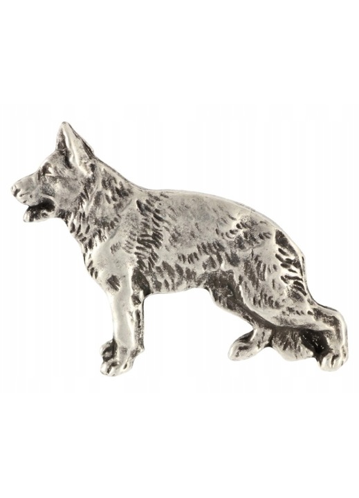 Brosa cu caine Ciobanesc German cu ac placata cu argint, Art-Dog, Zinc, Argintiu