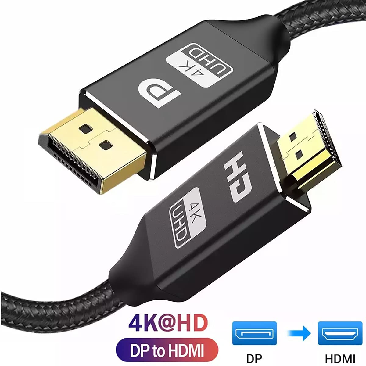 Adaptor DisplayPort la HDMI 4K, JESWO, 3M, Negru eMAG.ro