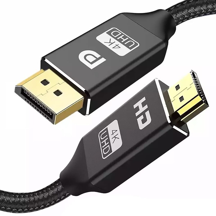 DisplayPort към HDMI 4K адаптер, JESWO, черен
