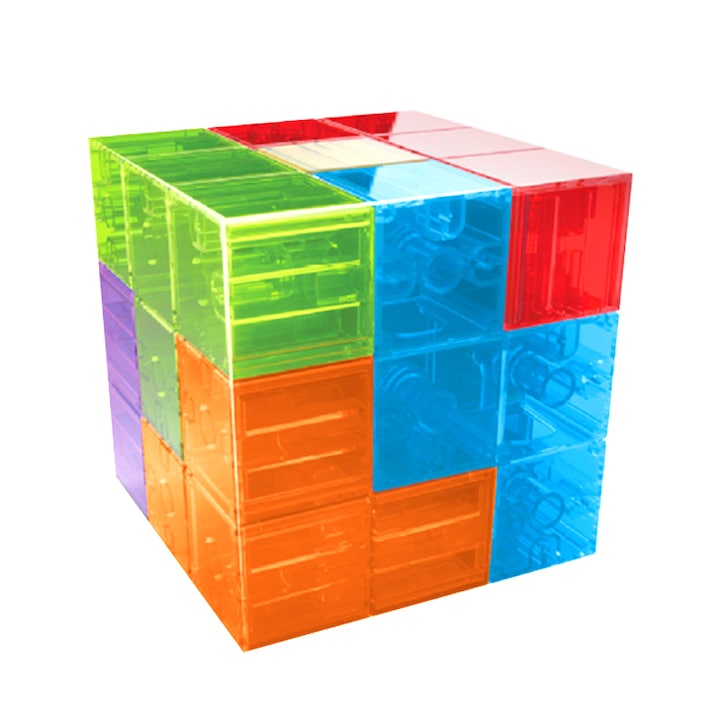 JESWO Magic 3D mágneses blokkok kocka készlet, 7 részes mágneses tégla és 54 intelligens kártya, többszínű