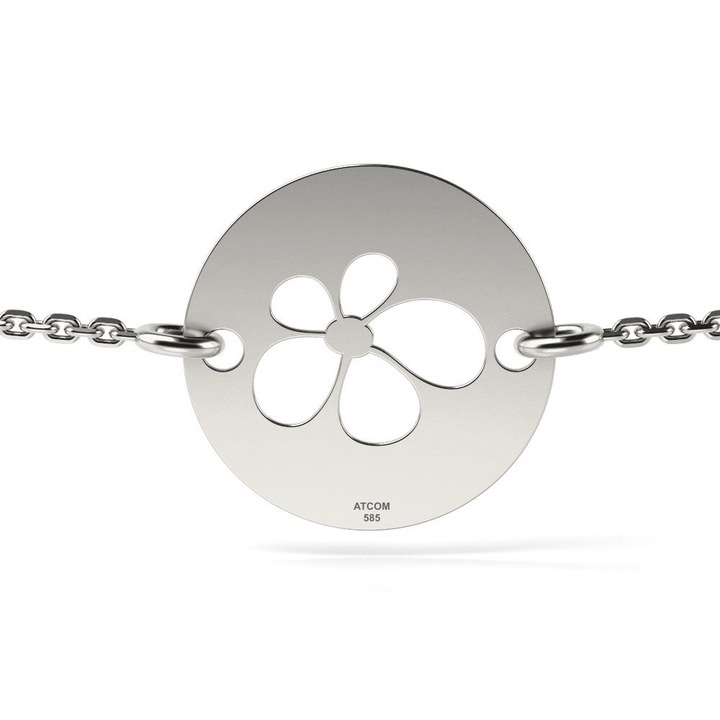 Bratara cu lantisor din aur alb model Petale de trandafir