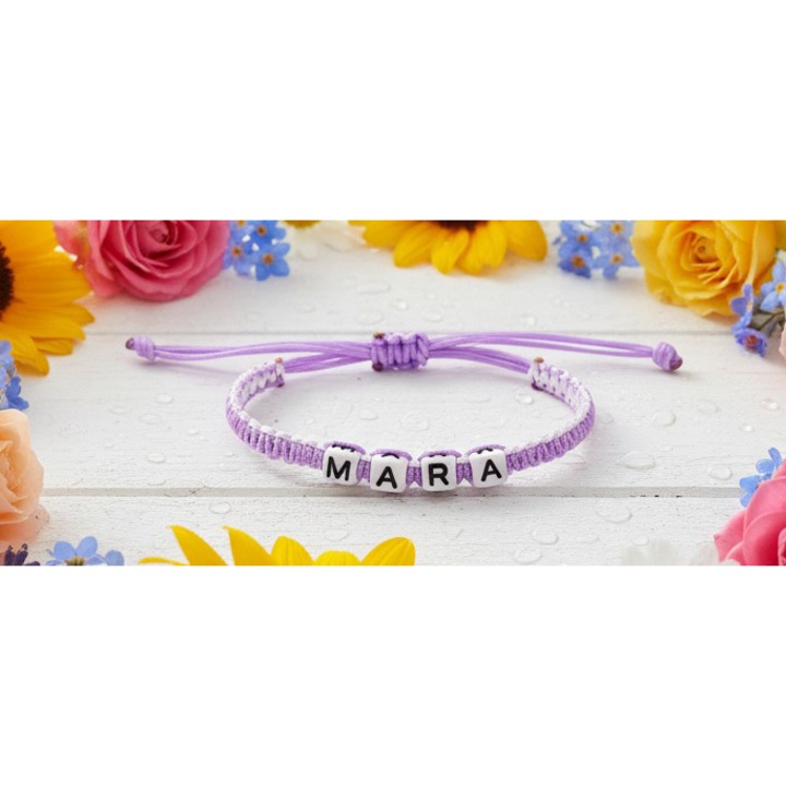 Bratara lucrata manual, Numele Mara, Mov, 7 mm