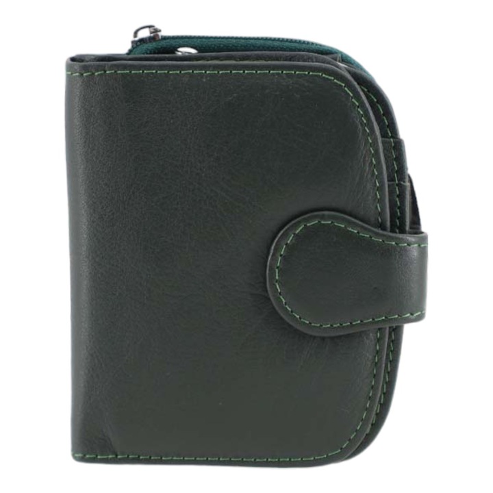 Portofel de dama din piele naturala Hassion 301, verde