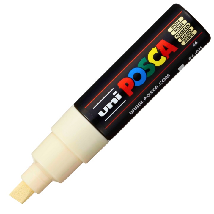 Маркер UNI PC-8K Posca, 8.0 мм, скосен връх, Слонова кост