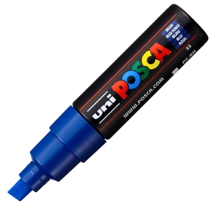 Маркер UNI PC-8K Posca, 8.0 мм, скосен връх, син
