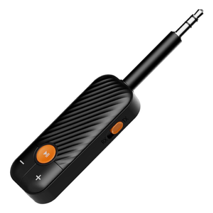 Adaptor Bluetooth 5.2 AdyMel®, mufa Jack 3.5 mm flexibila, Receptor si Transmitator audio, pentru masina si casa, negru