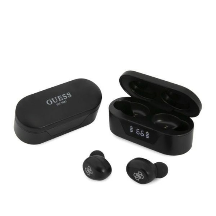 Безжични слушалки с докинг станция, Guess, Bluetooth 5.0, черни