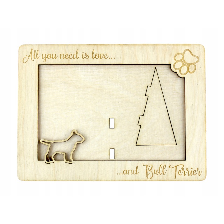 Rama foto Bull Terrier, Art-Dog, Lemn, 10x15cm, Maro deschis