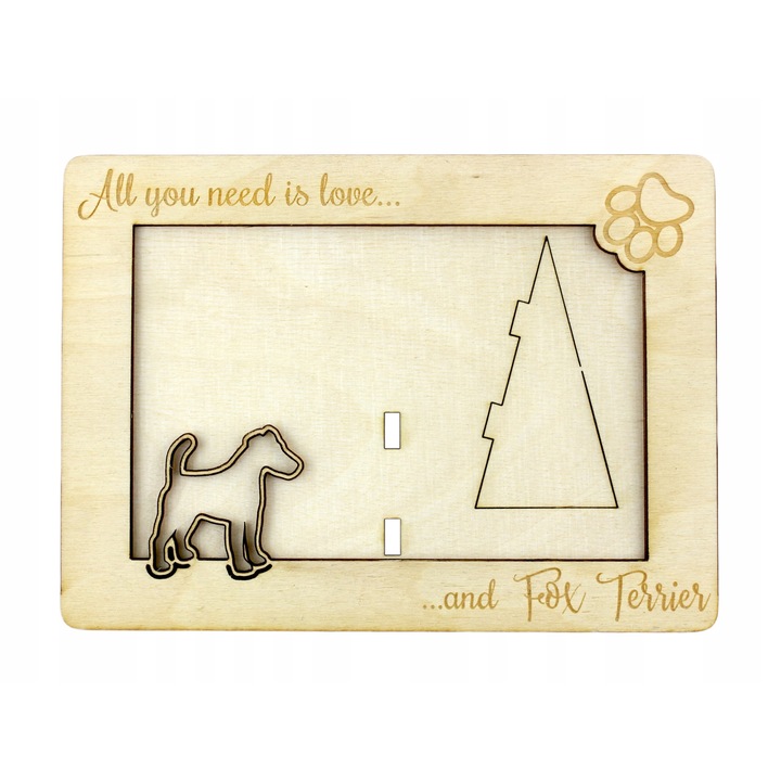 Rama foto Fox Terrier, Art-Dog, Lemn, 10x15cm, Maro deschis