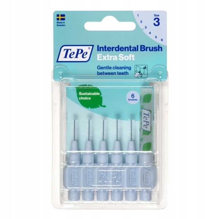 Set 6 periute interdentare, TePe, Extra Soft, 0.6 mm, Albastru