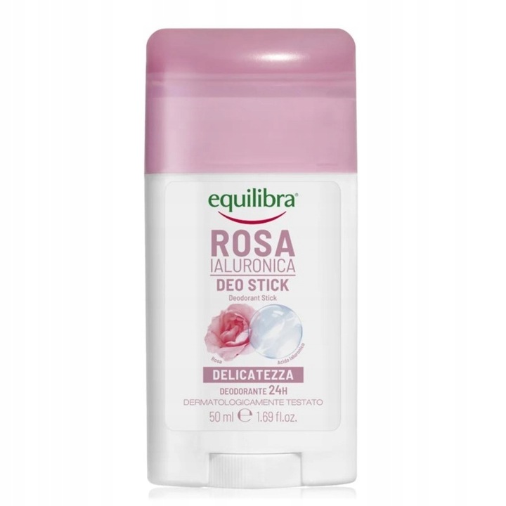 Deodorant stick EQUILIBRA, Rosa, cu acid hialuronic, 50 ml