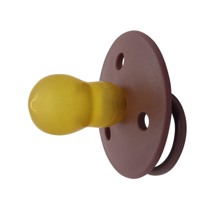 Suzete rotunde din latex pentru bebelusi Mininor purple, 2 bucati, 0+ luni, mov