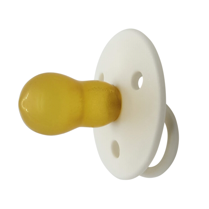 Suzete rotunde din latex pentru bebelusi Mininor snowberry, 2 bucati, 0+ luni, alb