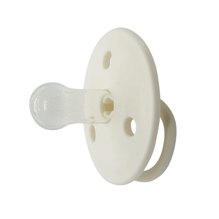 Suzete rotunde din silicon pentru bebelusi Mininor snowberry, 2 bucati, 6+ luni, alb